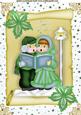 Carol Singers in Green on a Scroll A4