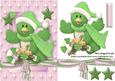 Little Green Bird in Rainbow Colours in Star Frame