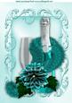 Turq Ornate Frame with Champ, Flower, and Fur Stole A4
