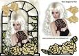 Pretty Lady with Pale Cream Roses in Window Frame