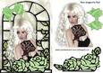 Pretty Lady with Mint Green Roses in Window Frame