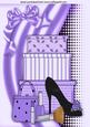 Shoes and Girlie Stuff in Purple on Funky Background A4