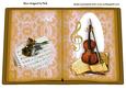 Violin with Flowers in Gold Lace on Open Book A4