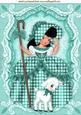 Little Bo Peep in Turq Ginham with Little Lamb A4