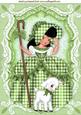 Little Bo Peep in Green Gingham with Little Lamb A4