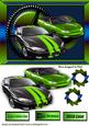 Steampunk Frame with Green/black Sports Cars