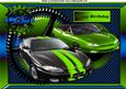 Green/black Sports Cars in Steampunk Frame for Birthdays A4