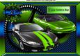 Green/black Sports Cars in Steampunk Frame Fathers Day A4