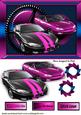 Funky Pink/black Sports Car in Steampunk Frame A5