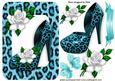 Turq Leopard Print Shoe, with Roses in Frame