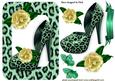 Green Leopard Print Shoe with Cream Rose in Frame