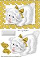 Cute Little Puppy in Gold Spotty Frame with Bow