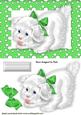 Little White Puppy in Green Spotty Frame with Bow