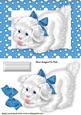Little White Puppy in Turq Spotty Frame with Bow