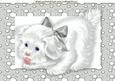 Cute Little White Puppy in Silver Dotty Frame A4