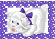 Cute White Puppy in Purple Spotty Frame A4