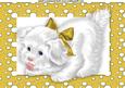 Cute White Puppy in Gold Spotty Frame A4