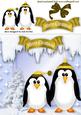 Cute Little Penguins in Gold with Bow