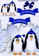 Cute Little Penguins in Blue with Bow
