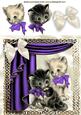 Vintage Kittens in Purple in Ornate Frame with Drapes