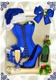 Sexy Basque in Blue with Champagne on a Scroll A4