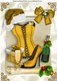 Sexy Gold Basque with Santa Hat on a Scroll A4