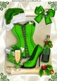Sexy Green Basque with Santa Hat on a Scroll A4