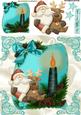 Santa with a Reindeer on a Festive Scroll with Bow