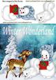 Cute White Squirrel with Little Deer and Snoman