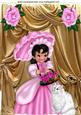 Pretty Southern Belle with Her White Kitty A4