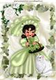 Southern Belle with White Cat in Rose Frame A4