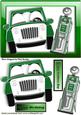 Green Car with Petrol Pump in Green Frame