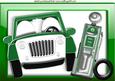 Green Car with Petrol Pump in Green Frame A4