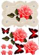 Stunning Elegant Red Rose on Ecru Lace with Decoupage