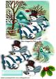 Snow Scene with Cottage and Snowman in Turq in a Plane
