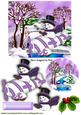 Cute Snowman in a Plane in Purple Snow Scene
