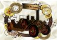 Vintage Steamcar in Steampunk Frame A4