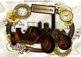 Vintage Steam Car for Fathers Day in Steampunk Clock Frame