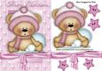 Cute Teddy in Pink Star Frame with Bow