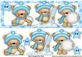Cute Little Bears in Blue in the Snow Dl