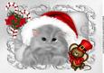 Fluffy Grey Kitten in Santa Hat with Mouse A4