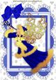 Pretty Angel in Blue Ornate Frame with Bow A4