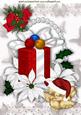 Christmas Gift with Poinsettias, Bow and Robin A4