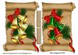Vintage Christmas Bells on a Scroll with Bows Toppers