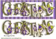 Christmas Word in Purple Stripe Frame Dl