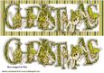 Christmas Word in Gold/green Stripe Frame Dl