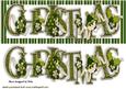 Christmas Word in Dark Green Stripe Frame Dl