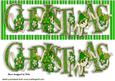 Christmas Word in Lime Green Stripe Frame Dl