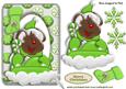Christmas Mouse in Green on Ski in the Snow