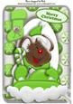 Christmas Mouse in Green on Ski in the Snow A4